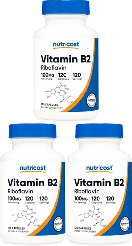 Miniatura 8 de Nutricost Vitamina B2 (Riboflavina) 100mg, 120 Cápsulas - Sin Gluten y Sin OGM