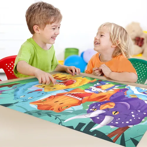 Miniatura 5 de Rompecabezas de piso jumbo para niños, rompecabezas de dinosaurios, rompecabezas grandes de 48 piezas de 3 a 6 años para niños pequeños, aprendizaje