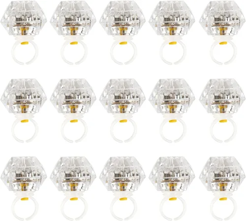 Miniatura 8 de Anillos con luz LED, anillos blancos para cumpleaños, despedida de soltera, despedida de soltera, regalos de fiesta de Gatsby, estuche transparente
