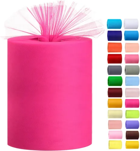 Miniatura 24 de Rollos de tul de 6 pulgadas por 100 yardas (300 pies) de tela de carrete de tul para bricolaje, faldas tutú, bodas, baby shower, manualidades