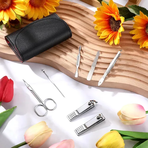 Miniatura 7 de Juego de 12 juegos de manicura a granel, mini kit de cortaúñas de manicura 7 en 1, acero inoxidable, cuidado profesional de uñas, pedicura con bolsa