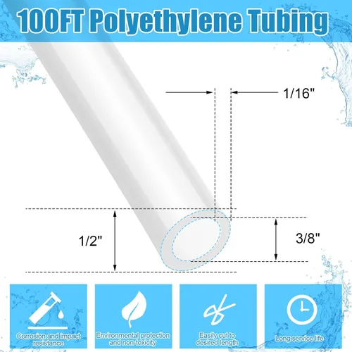 Miniatura 2 de Nuanchu Tubo de polietileno de 100 pies para pared, manguera translúcida blanca de grado alimenticio para agua, bomba de bebidas, cerveza casera