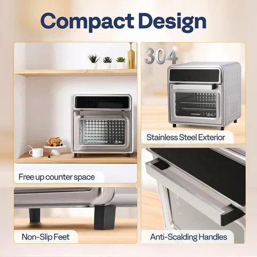 Miniatura 6 de VIVOHOME Combo de Horno Tostador y Freidora de Aire de 21 Qt, Horno de Convección de Encimera 8 en 1 con Rotisserie y Deshidratador, Horno Freidora