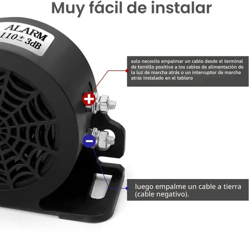 Miniatura 6 de MIRKOO Alarma de respaldo de 110 dB 12 V-80 V CC, impermeable, industrial, resistente, alarma de advertencia inversa con tono de pitido súper fuerte