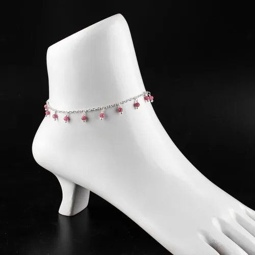 Miniatura 10 de Yanara Tobilleras de piedras preciosas para mujer, piedra natal natural, chapada en plata, joyería hecha a mano en 8.5 + 1.5 pulgadas, cristales