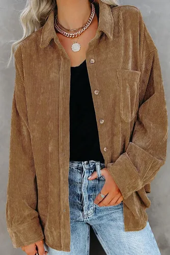 Miniatura 4 de Magritta Camisas de manga larga con cuello en V y botones para mujer, blusas de gran tamaño con bolsillos