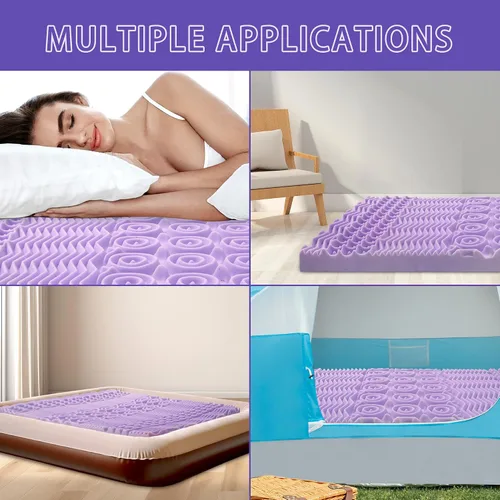 Miniatura 6 de Colchón de espuma de gel de 7 zonas con infusión calmante de lavanda, certificado CertiPUR-US, (2 pulgadas, individual)