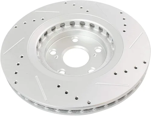 Miniatura 3 de TRQ Juego de rotores de freno delanteros y traseros con revestimiento G perforados y ranurados de alta calidad compatibles con Lexus RX350 RX450h