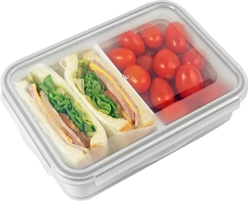Miniatura 19 de carrotez Recipientes de almacenamiento de alimentos con 2 compartimentos removibles, recipientes para bocadillos con tapas herméticas, control