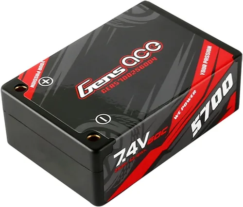 Miniatura 2 de Gens ace 5700mAh 7.4V 60C 2S3P HardCase Lipo Batería Sillín Pack 12 # con 0.157 in Bullet a T Plug (2 piezas)