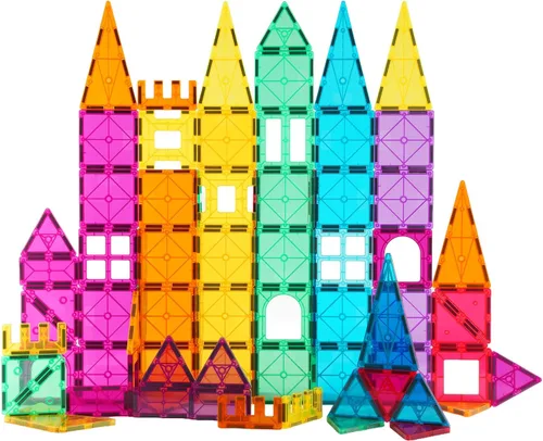 STEM - Juego de 70 piezas de azulejos magnéticos para niños de 3 a 8 años, bloques magnéticos sensoriales Montessori para niños pequeños, kit de