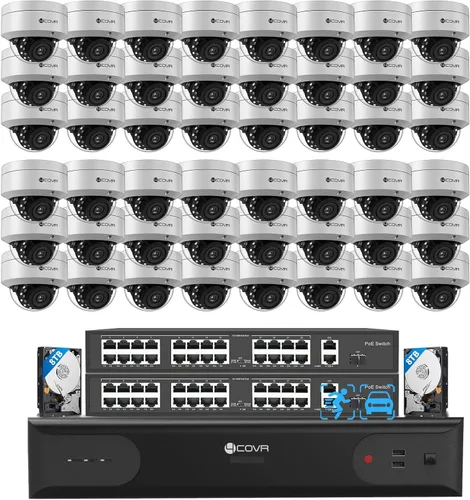 Miniatura 13 de Sistema de cámara de seguridad 4COVR PoE, 8X 5MP IK10 Cúpula IP67 a prueba de vandalismo con audio, NVR de 8 canales 4K con HDD de 2TB, detección AI