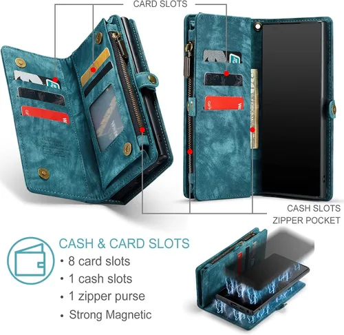 Miniatura 3 de Asuwish Funda de teléfono para Samsung Galaxy Note 10 Glaxay Note10 5G con cremallera, funda desmontable con protector de pantalla de vidrio Azul