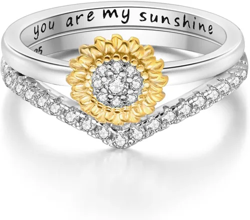 Parmuz Anillos apilables de plata de ley 925 para mujer, piedras de circonita cúbica de colores, anillos de corona de amor, anillo de compromiso de