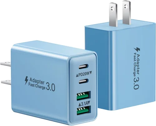 Miniatura 13 de Bloque de carga USB C, cargador de pared USB C de 40 W, adaptador de corriente PD de doble puerto, enchufe de pared QC USB C, bloque de carga rápida