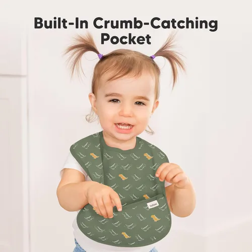 Miniatura 5 de KeaBabies Paquete de 3 baberos impermeables para comer, baberos ligeros para alimentación de niños pequeños con gran atrapador de alimentos, a