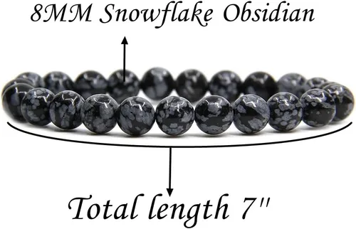 Miniatura 20 de Amandastone Pulsera elástica de cuentas redondas de 0.315 in con piedras preciosas naturales de 7 pulgadas
