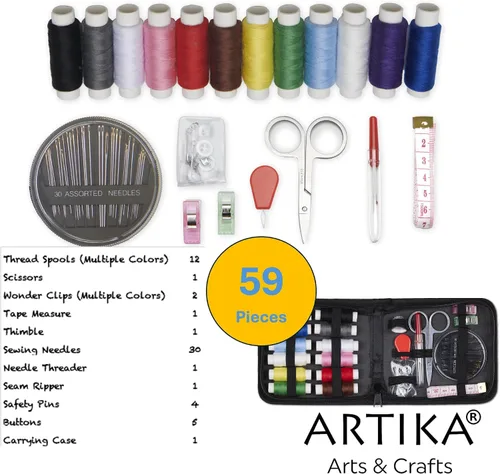 Miniatura 2 de Kit de costura, más del 80 suministros de costura premium, 38 bobinas de hilo. Mini kit de costura de viaje, costura para principiantes, kit