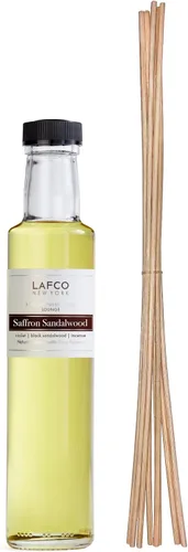 LAFCO New York Repuesto difusor de cañas, sándalo de azafrán, 8.4 onzas, vida útil de hasta 4 meses, incluye varillas de madera natural, libre de