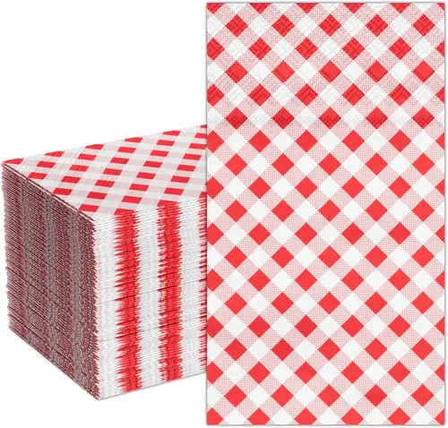 Miniatura 9 de DYLIVeS Servilletas a cuadros verdes, paquete de 80 toallas de invitados a cuadros verdes y blancos, servilletas de fiesta, toallas de mano de papel
