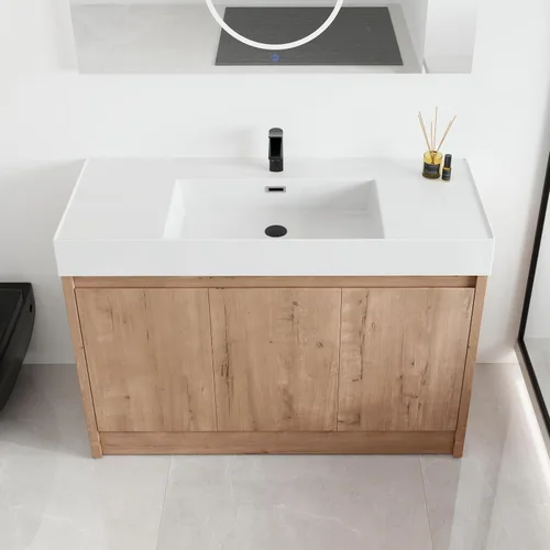 Miniatura 19 de Malwee Tocador de baño independiente de 24 pulgadas con lavabo, tocador de baño de pie de 24'', tocador moderno con 2 puertas y encimera de lavabo