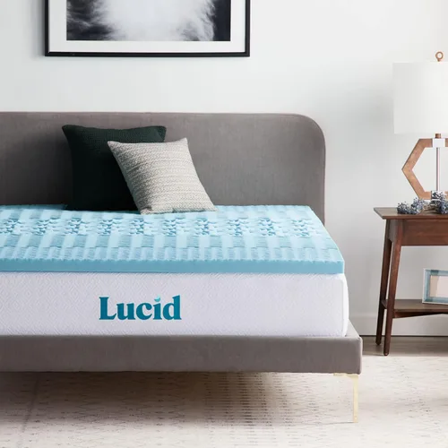 Miniatura 10 de LUCID Cubrecolchón de espuma viscoelástica con gel de 3 pulgadas, tamaño completo – 5 zonas – infusión de gel refrescante – espuma certificada