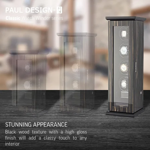 Miniatura 4 de Classic-4 - Soporte para 4 relojes automáticos con retroiluminación LED, pantalla táctil LCD y compartimento de almacenamiento