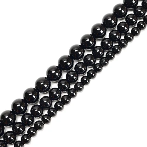 Miniatura 3 de JM Design 0.079 in agujero negro ónix liso pulido forma redonda suelta piedras preciosas tamaño 0.236 in 15.5inch hebra para la fabricación de joyas