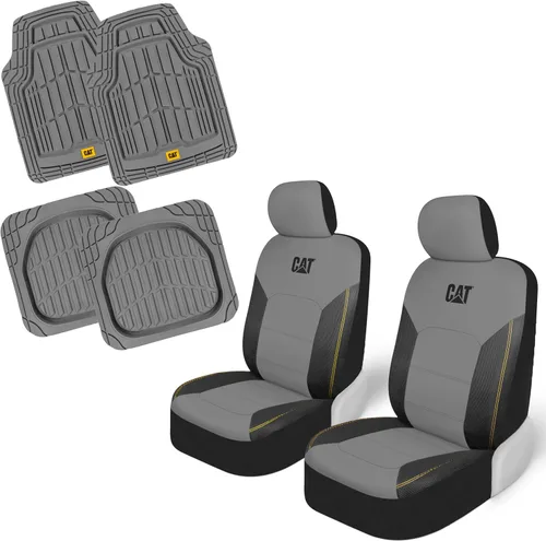Miniatura 15 de Cat FlexHybrid - Fundas de asiento de automóvil, de piel sintética negra de alta calidad + fundas de asiento de malla para autos, camiones, SUV