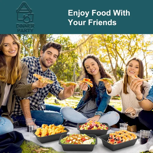 Miniatura 7 de WGCC Recipientes para preparación de comidas, paquete de 50 recipientes de almacenamiento de alimentos extragruesos con tapas, lonchera Bento