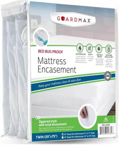 Protector de colchón Guardmax con cremallera | funda contra insectos para cama 100% impermeable | suave, hipoalergénico y transpirable |