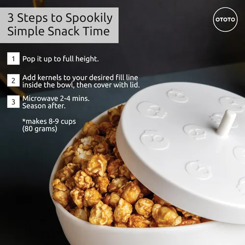 Miniatura 6 de OTOTO Nuevo Scary Poppings Palomitero para Microondas - Palomitero Gótico para Microondas, Palomitas de Silicona para Microondas, Cuencos Plegables