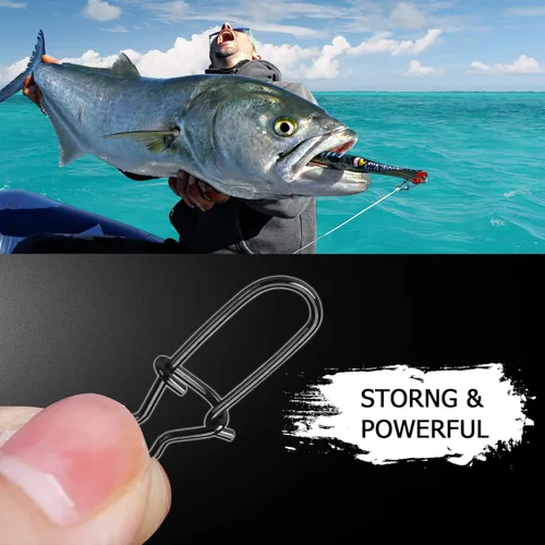 Miniatura 4 de AMYSPORTS Clip de presión de pesca de alta resistencia, doble bloqueo giratorio de acero inoxidable de cambio rápido, broches de pesca de níquel