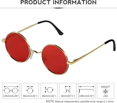 Miniatura 68 de KANASTAL Gafas de sol redondas polarizadas para mujeres y hombres, estilo hippie con protección UV400