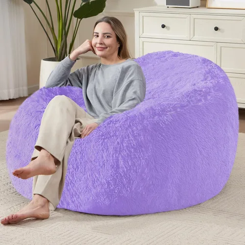 Miniatura 24 de Bean Bag Cover (No Filler) Soft Faux Fur Stuffed Animal Bean Bag Storage, Fluffy Plush Bean Bag Chair Cover Washable, Comfy Bean Bag Covers for Dark