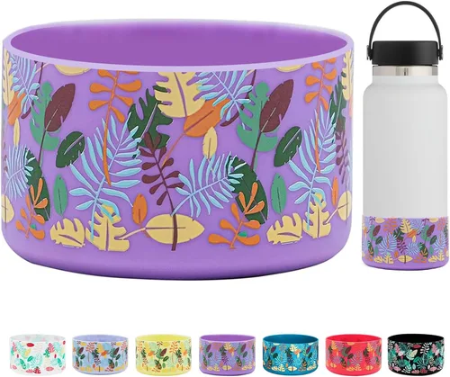 Miniatura 19 de HEYSKAY Bota protectora de silicona para botella de agua Hydro Flask, botella de agua de boca ancha, protector inferior de silicona antideslizante