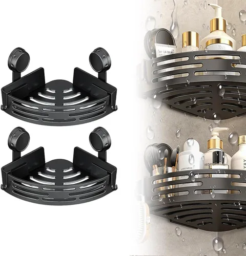 Estantes esquineros triangulares con ventosa, estante de almacenamiento de baño sin perforaciones, estante de ducha esquinero con ventosa,