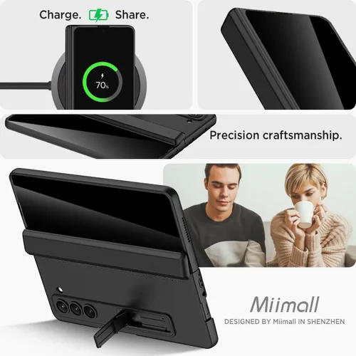 Miniatura 7 de Miimall Funda para Samsung Galaxy Z Fold 5 con protector de pantalla de privacidad, soporte ajustable integrado y protección magnética de bisagra