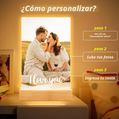 Miniatura 4 de Bulaient Marco de fotos personalizado, marco de fotos personalizado con luz nocturna, marcos de fotos personalizados, regalos de aniversario
