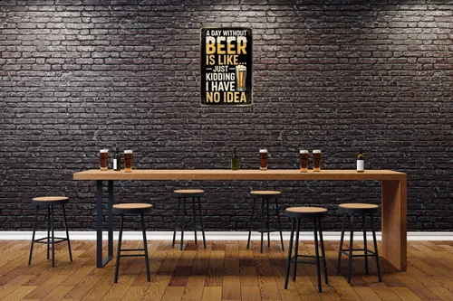 Miniatura 4 de Letrero de metal vintage de estaño Una día sin cerveza es como... Solo bromeando, no tengo idea Humoroso para bar, cueva de hombre, garaje, cocina