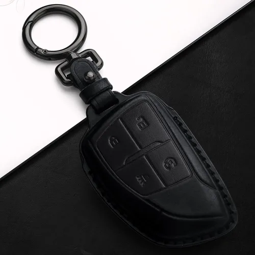 Miniatura 4 de Tukellen Funda para Llavero de Cuero Genuino Smart Key Holder Sleeve Compatible con 2021-2026 Chevy Chevrolet Colorado Equinox Silverado GMC Canyon