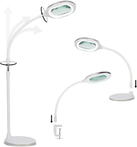 Brightech LightView Pro - Lámpara de escritorio LED con lupa con luz, pasatiempos y lectura, flexibilidad y durabilidad, lámpara de pie con lupa LED