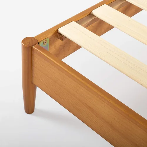 Miniatura 10 de Zinus Allen Marco de cama de plataforma de madera de mediados de siglo, base de madera maciza, soporte de listones de madera, no necesita somier