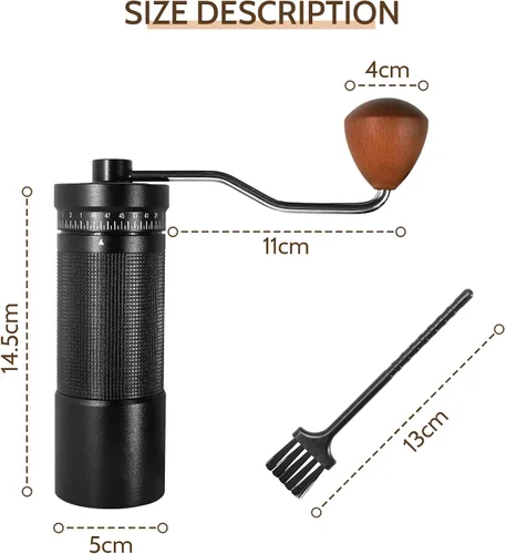 Miniatura 2 de Molinillo de café manual con ajustes ajustables externos digitales, molinillo de mano portátil con rebabas cónicas de acero inoxidable, capacidad