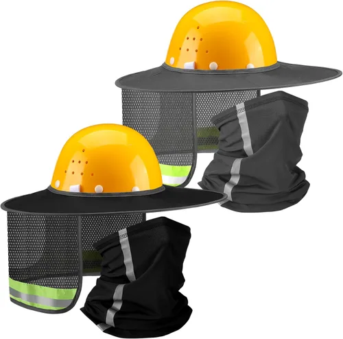 Miniatura 10 de SATINIOR 4 unidades de sombrero duro para sombrero de alta visibilidad, visera de sol y polaina para el cuello con tira reflectante, accesorios