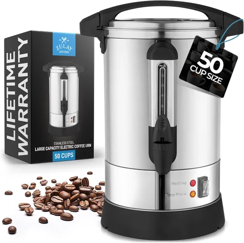 Miniatura 9 de Zulay Kitchen Cafetera de grado comercial, urna de agua caliente, percoladora con acero inoxidable de doble pared, preparación rápida, se mantiene