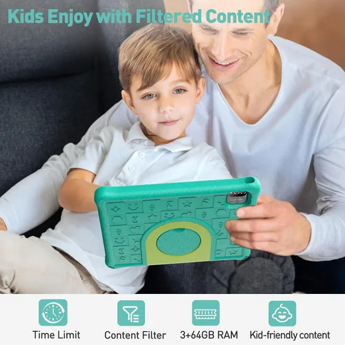Miniatura 6 de PRITOM Tablet Android 15 para niños, tableta de 10 pulgadas para niños, 64 GB + 1 TB de almacenamiento expandible, WiFi 6, control parental