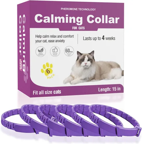 Calming Collar for Cats, Pheromone Cat Calming Collar for Anxiety Relief & Stress, Adjustable Water Resistant Breakaway Calming Collars, Natural