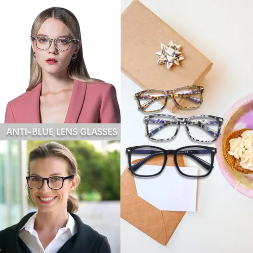 Miniatura 6 de Paquete de 5 lentes de lectura con bloqueo de luz azul, lectores de bisagra de resorte para mujeres y hombres, anteojos nerd con filtro anti rayos