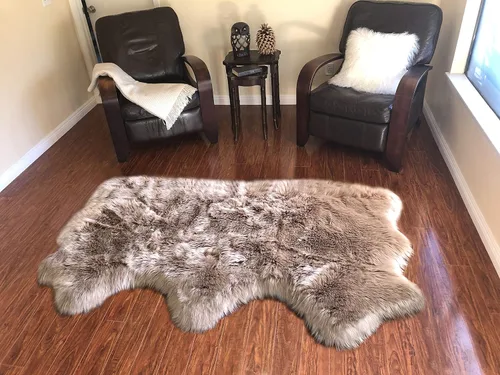 Miniatura 69 de LAMBZY Alfombra sintética de piel de oveja auténtica, con textura inferior gruesa, fuerte, fácil de lavar, resistente a las manchas, perfecta